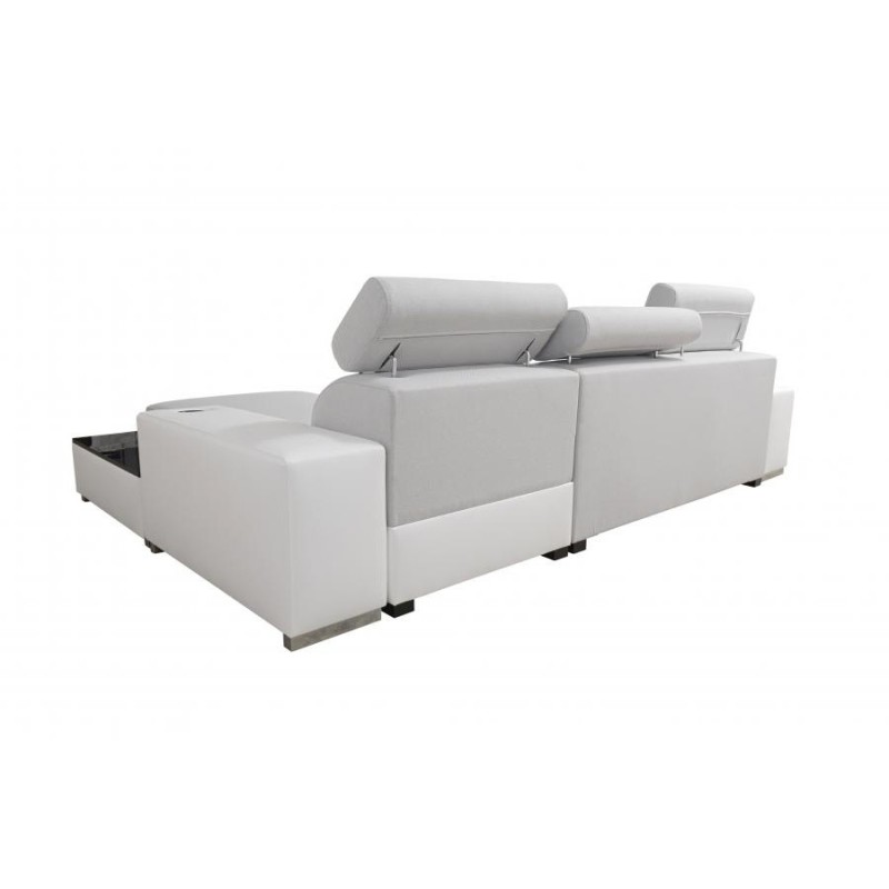 Esquina Napoli I mini con función de cama y bar - Terciopelo, Amor Velvet 4301 + Eco-cuero + Eco-cuero