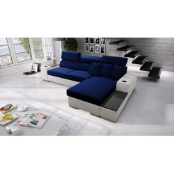 Кутовий диван Napoli I mini з функцією сну і баром - Велюр, Amor Velvet 4314 + Екошкіра + Екошкіра