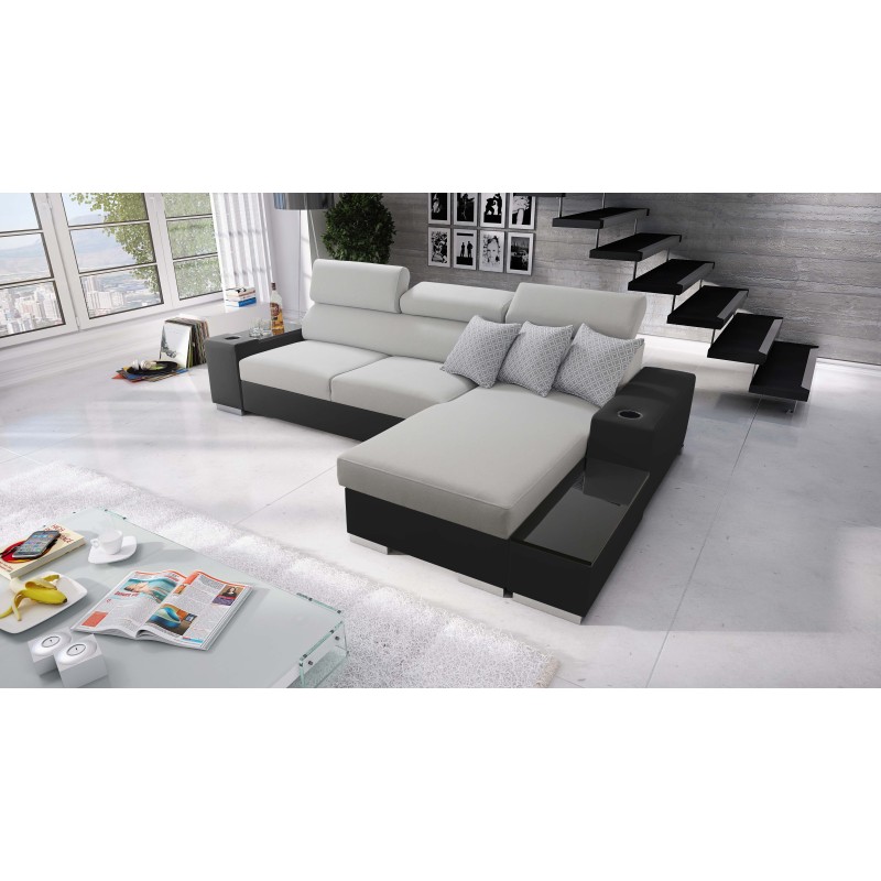 Esquina Napoli I mini con función de cama y bar - Plecionka, Sawana 84 + Eco-cuero + Eco-cuero