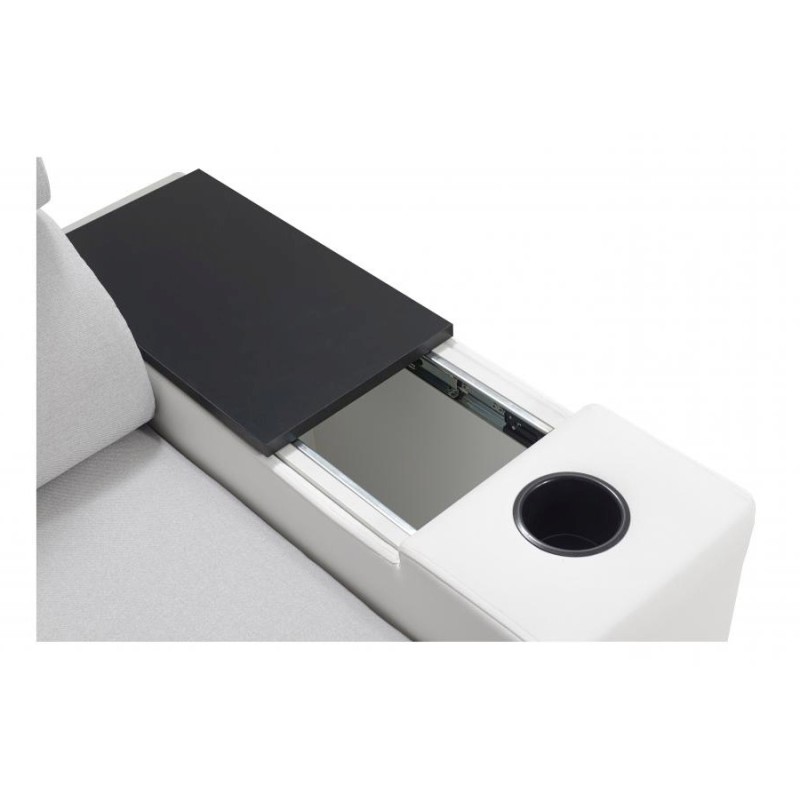 Ecksofa Napoli I Mini mit Schlaffunktion und Bar - Geflecht, Luxo 6601 + Kunstleder + Kunstleder