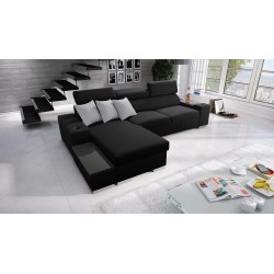 Esquina Napoli I mini con función de cama y bar - Tejido, Sawana 14 + Eco-cuero