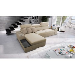 Esquina Napoli I mini con función de dormir y barra - Terciopelo, Amor Velvet 4304 + Eco-cuero