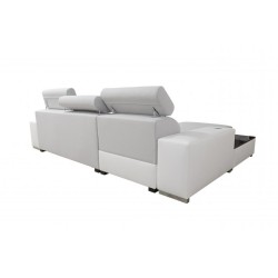 Ecksofa Napoli I Mini mit Schlaffunktion und Bar - Samt, Amor Velvet 4301 + Kunstleder + Kunstleder