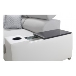 Кутовий диван Napoli I mini з функцією сну та баром - Велюр, Amor Velvet 4304 + Екошкіра + Екошкіра