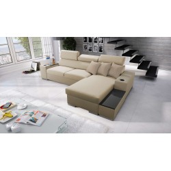 Napoli I maxi corner sofa with a sleeping function and an opening bar