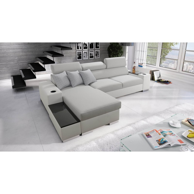 Napoli I maxi corner sofa with a sleeping function and an opening bar