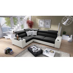 Napoli II Ecksofa mit Schlaffunktion und Bar - Geflecht, Sawana 14 + Kunstleder + Kunstleder