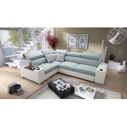 Napoli II corner sofa with sleeping function and bar - Weave, Sawana 72 + Eco-leather + Eco-leather