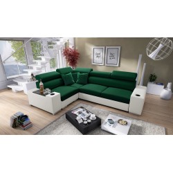 Napoli II corner sofa with sleeping function and bar - Velvet, Amor Velvet 4311 + Eco-leather + Eco-leather