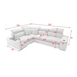 Кутовий диван Napoli II з функцією сну і баром - Велюр, Amor Velvet 4314 + Екошкіра + Екошкіра