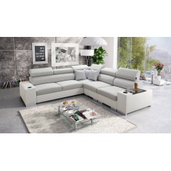 Ecksofa Napoli III mit Schlaffunktion | Luxuriöses Ecksofa mit öffnender Bar