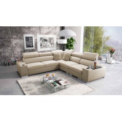 Ecksofa Napoli III mit Schlaffunktion | Luxuriöses Ecksofa mit öffnender Bar