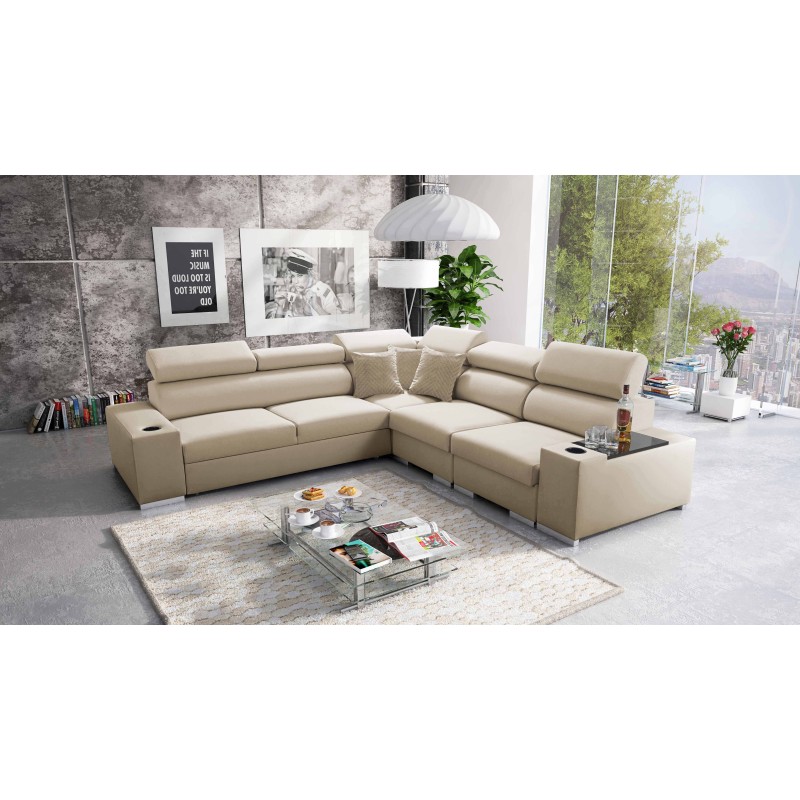 Napoli III Corner Sofa with Sleeping Function | Luxurious Corner Sofa with Opening Bar