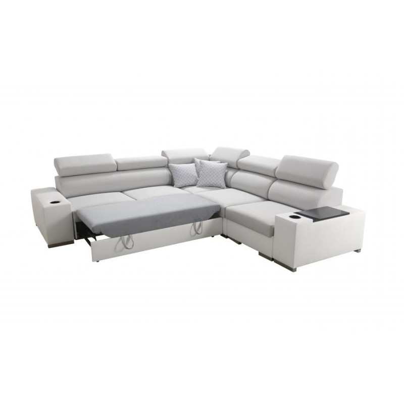 Ecksofa Napoli III mit Schlaffunktion | Luxuriöses Ecksofa mit öffnender Bar