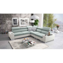 Ecksofa Napoli III mit Schlaffunktion | Luxuriöses Ecksofa mit öffnender Bar