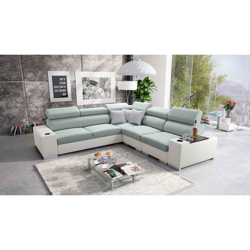 Ecksofa Napoli III mit Schlaffunktion | Luxuriöses Ecksofa mit öffnender Bar