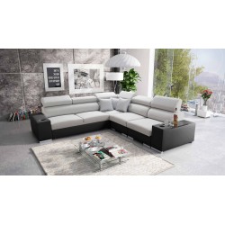 Ecksofa Napoli III mit Schlaffunktion | Luxuriöses Ecksofa mit öffnender Bar