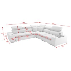Ecksofa Napoli III mit Schlaffunktion | Luxuriöses Ecksofa mit öffnender Bar