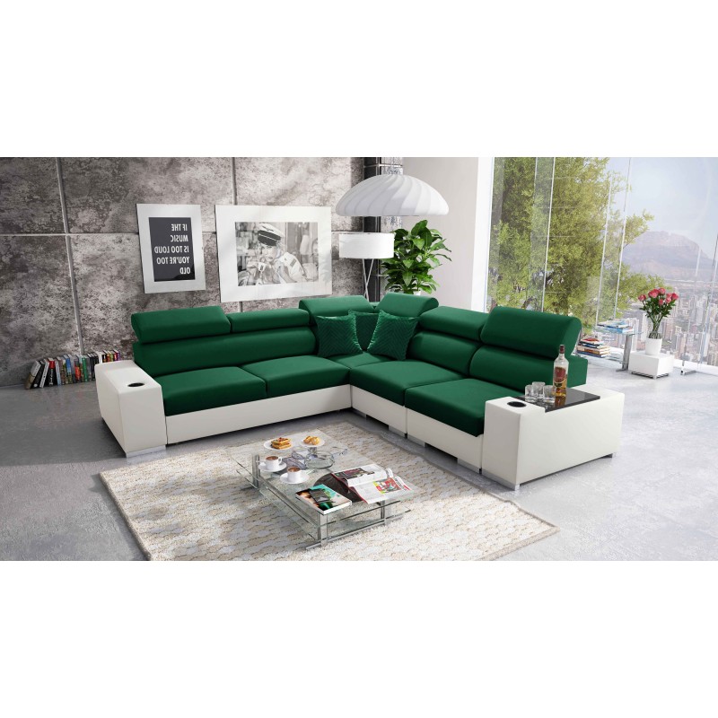 Ecksofa Napoli III mit Schlaffunktion | Luxuriöses Ecksofa mit öffnender Bar
