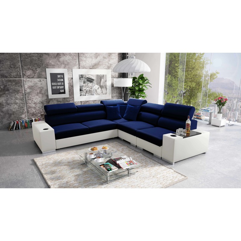 Ecksofa Napoli III mit Schlaffunktion | Luxuriöses Ecksofa mit öffnender Bar