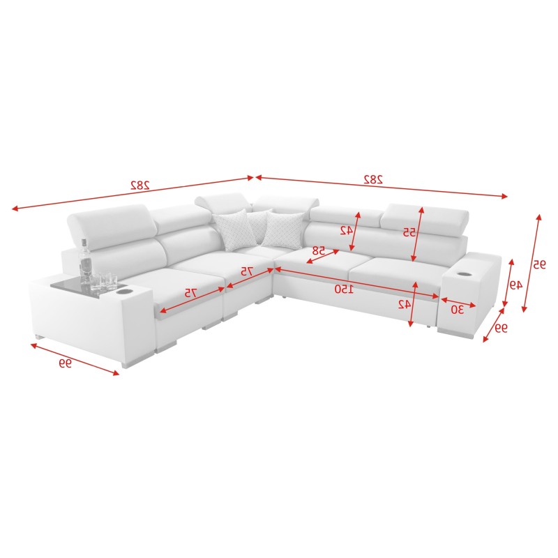 Napoli III Corner Sofa with Sleeping Function | Luxurious Corner Sofa with Opening Bar