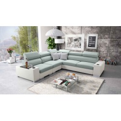 Ecksofa Napoli III mit Schlaffunktion | Luxuriöses Ecksofa mit öffnender Bar