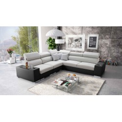 Ecksofa Napoli III mit Schlaffunktion | Luxuriöses Ecksofa mit öffnender Bar