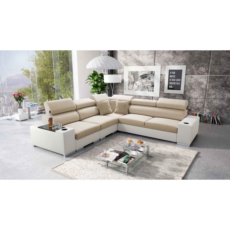 Napoli III Corner Sofa with Sleeping Function | Luxurious Corner Sofa with Opening Bar