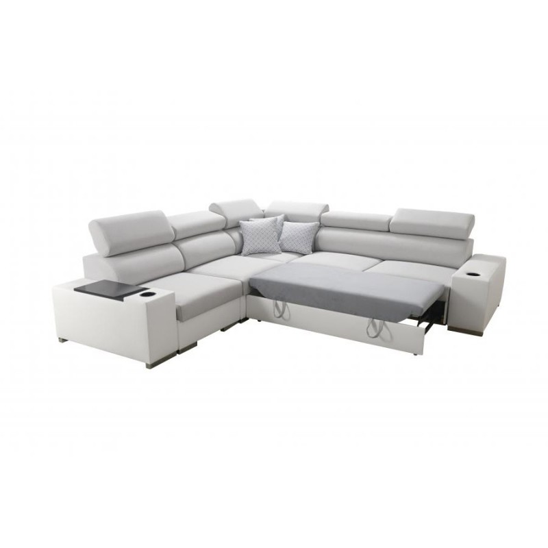 Ecksofa Napoli III mit Schlaffunktion | Luxuriöses Ecksofa mit öffnender Bar