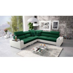 Ecksofa Napoli III mit Schlaffunktion | Luxuriöses Ecksofa mit öffnender Bar
