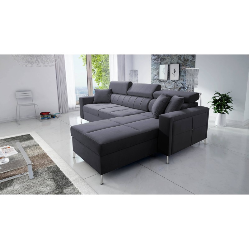 Oslo I Maxi Corner Sofa with Sleeping Function Velvet, Jaguar 2191 | Fantastic comfort and style in your home