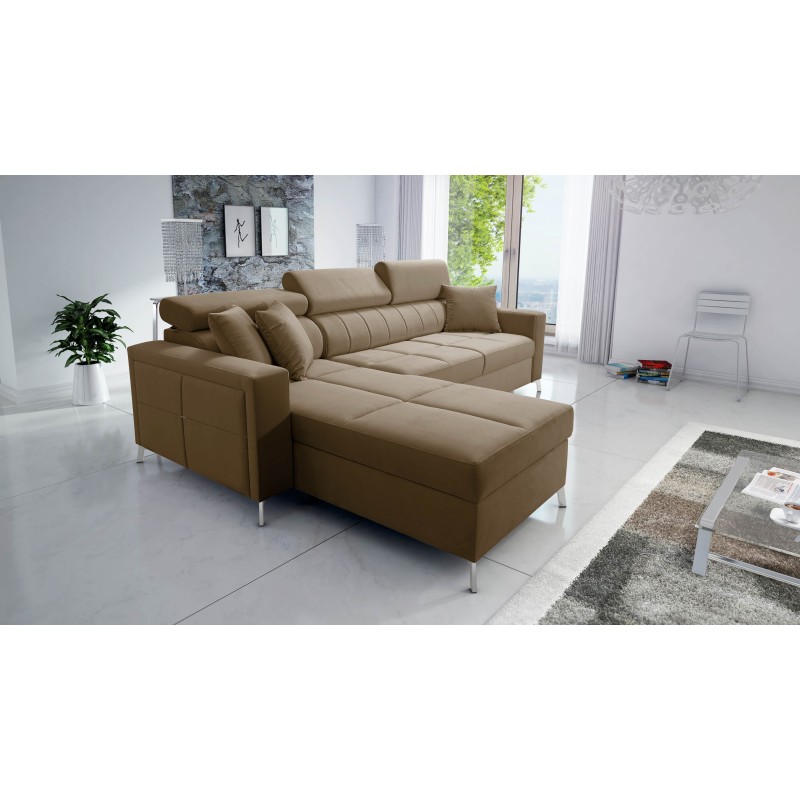 Oslo I Maxi Corner Sofa with Sleeping Function Velvet, Jaguar 2177 | Fantastic comfort and style in your home