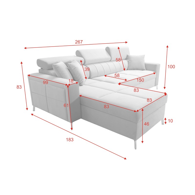 Oslo I Maxi Corner Sofa with Sleeping Function Velvet, Jaguar 2185 | Fantastic comfort and style in your home