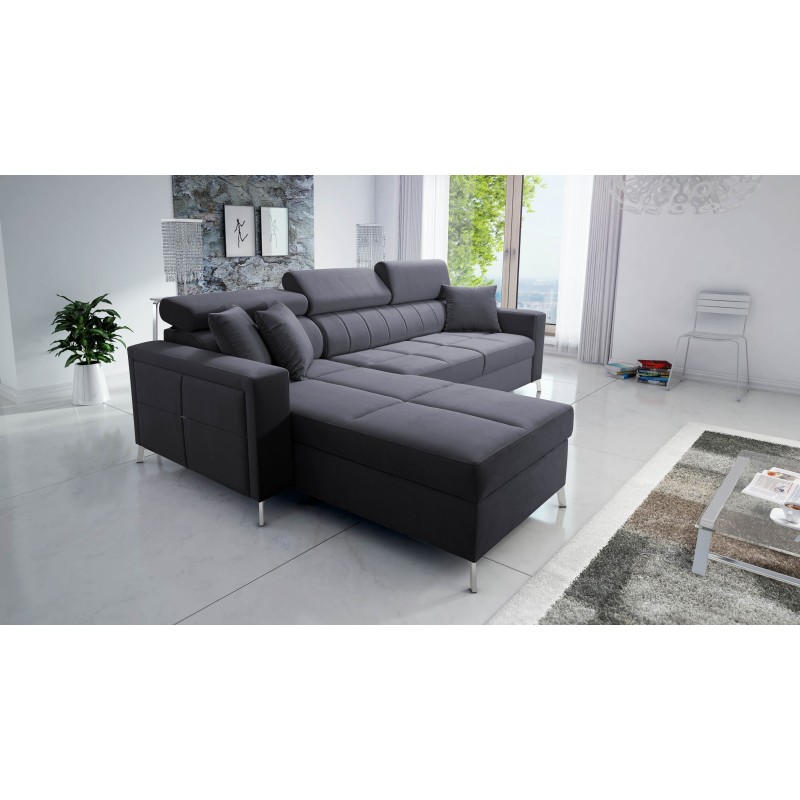 Oslo I Maxi Corner Sofa with Sleeping Function Velvet, Jaguar 2191 | Fantastic comfort and style in your home