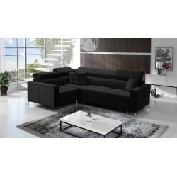 Sofá esquinero Oslo II con función de cama y contenedor para ropa de cama Velvet, Jaguar 2183 | Comodidad y funcionalidad al más