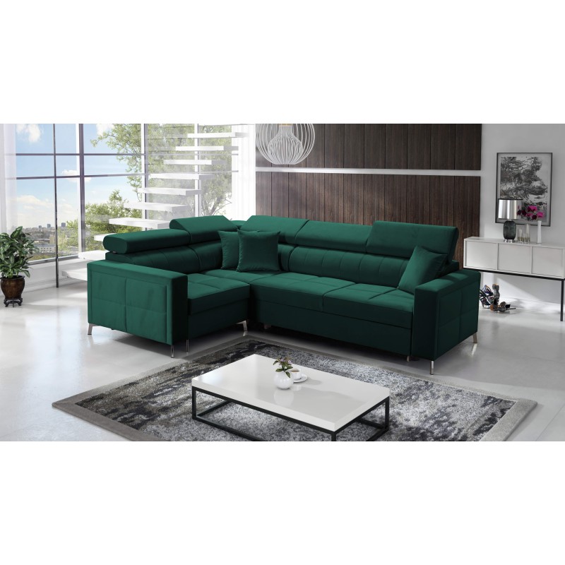 Oslo II corner sofa with sleeping function and bedding storage Velvet, Jaguar 2185 | Comfort and functionality at the highest le
