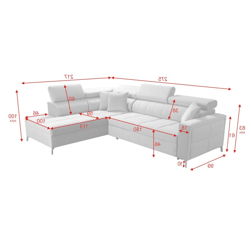 Sofá esquinero Oslo III maxi con función para dormir: un mueble elegante y funcional | [Twoja Firma]