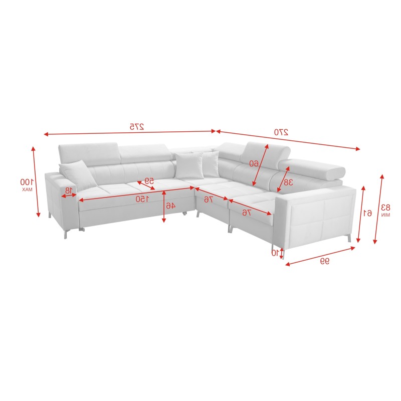 Oslo IV corner sofa with sleeping function and storage for bedding Velvet, Jaguar 2162