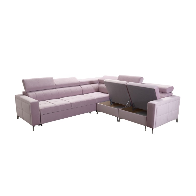 Oslo IV corner sofa with sleeping function and storage for bedding, Velvet, Jaguar 2177