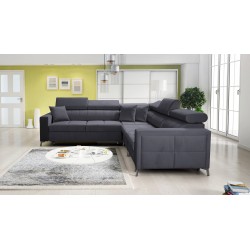 Oslo IV corner sofa with a sleeping function and a storage compartment for bedding Velvet, Jaguar 2191