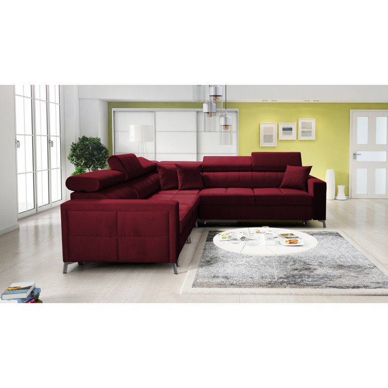 Oslo IV corner sofa with sleeping function and bedding storage Velvet, Jaguar 2181
