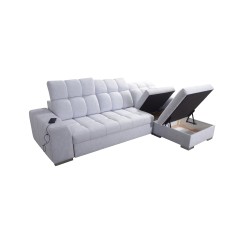 Sofá esquinero Prisma I con función de cama y puerto USB: comodidad y elegancia en uno.