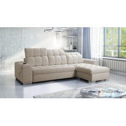 Prisma I corner sofa with a sleeping function and USB port - comfort and elegance in one.