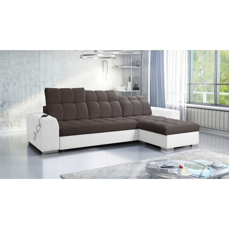 Prisma I corner sofa with a sleeping function and USB port - comfort and elegance in one.