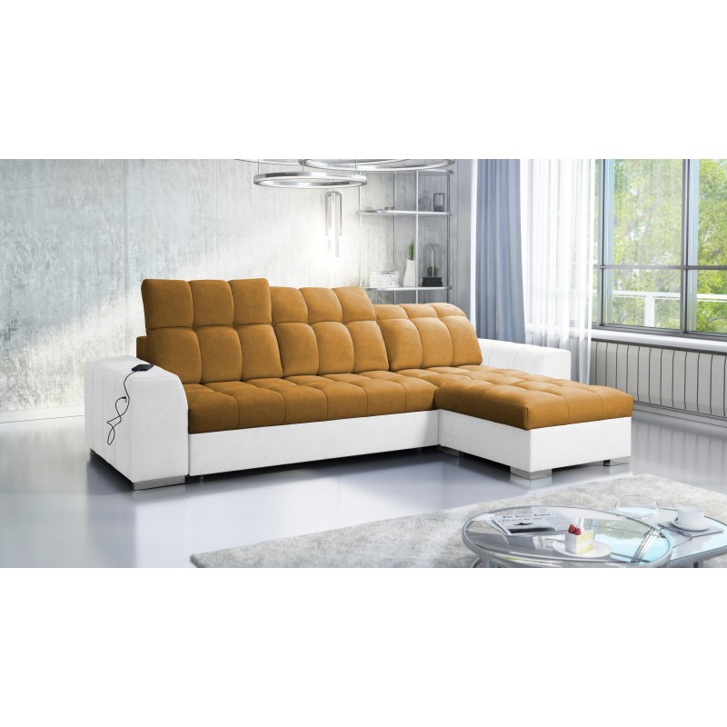 Prisma I corner sofa with a sleeping function and USB port - comfort and elegance in one.