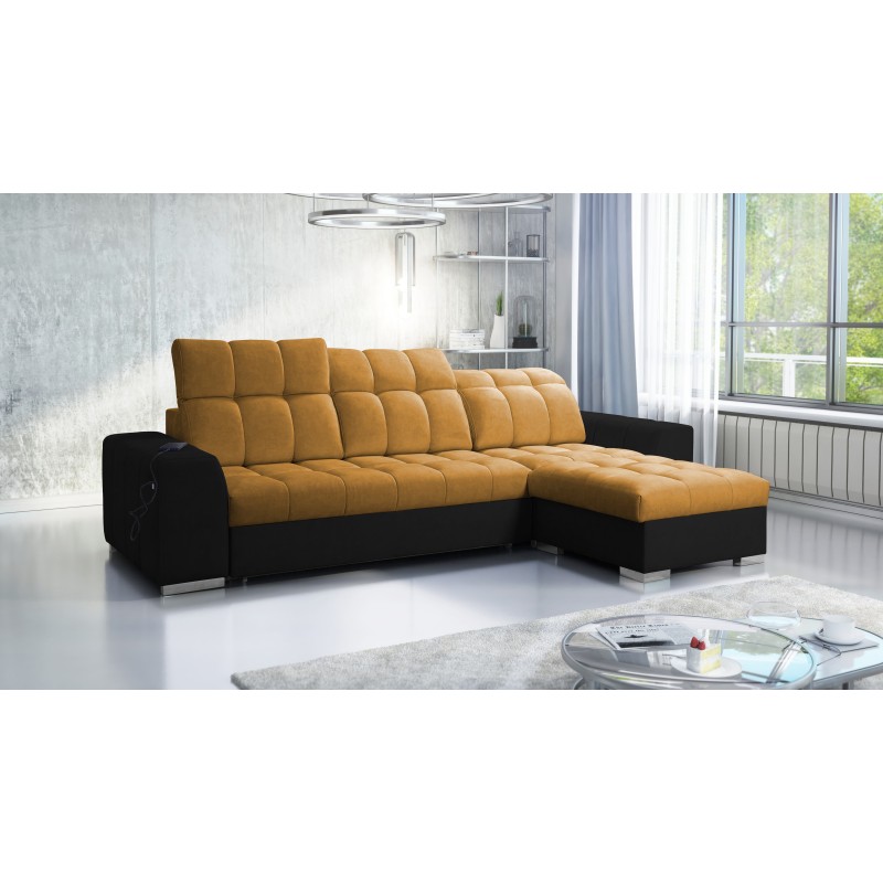 Prisma I corner sofa with a sleeping function and USB port - comfort and elegance in one.