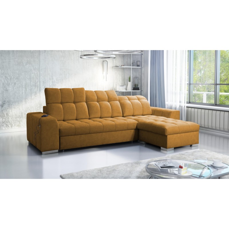 Prisma I corner sofa with a sleeping function and USB port - comfort and elegance in one.