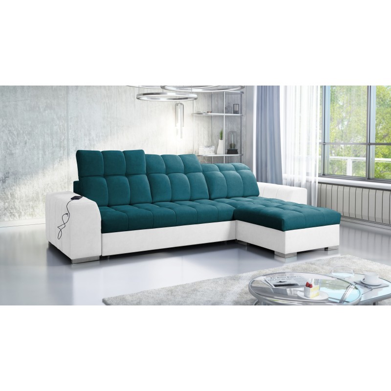 Prisma I corner sofa with a sleeping function and USB port - comfort and elegance in one.
