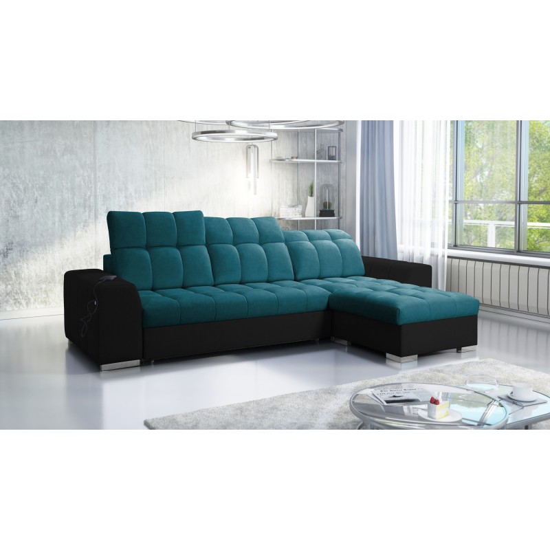 Prisma I corner sofa with a sleeping function and USB port - comfort and elegance in one.