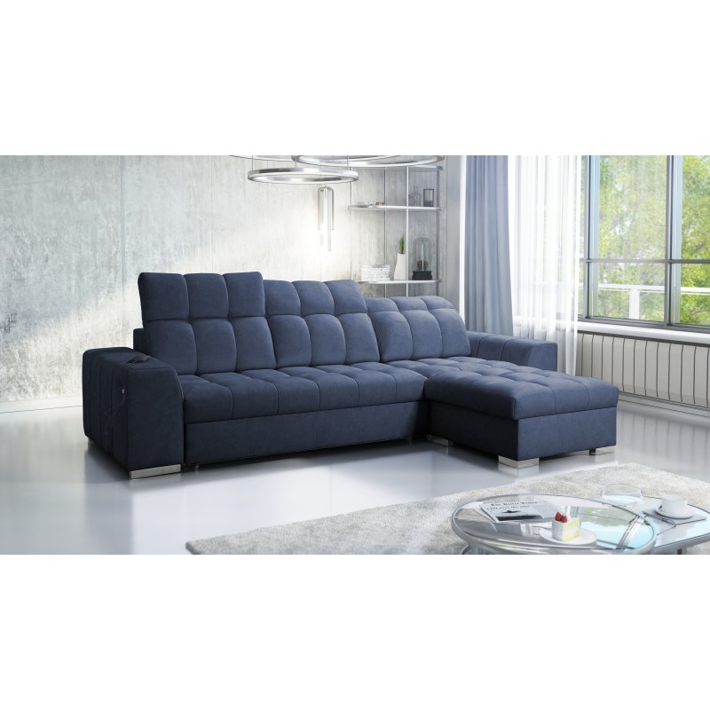 Prisma I corner sofa with a sleeping function and USB port - comfort and elegance in one.